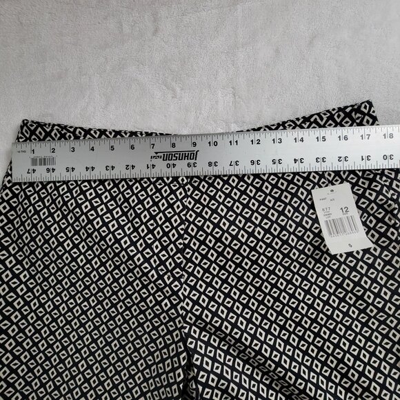 Cabi Womens Black White Geometric Print Ankle Pants Size 12 Stretch Stye 877 New - Picture 7 of 12